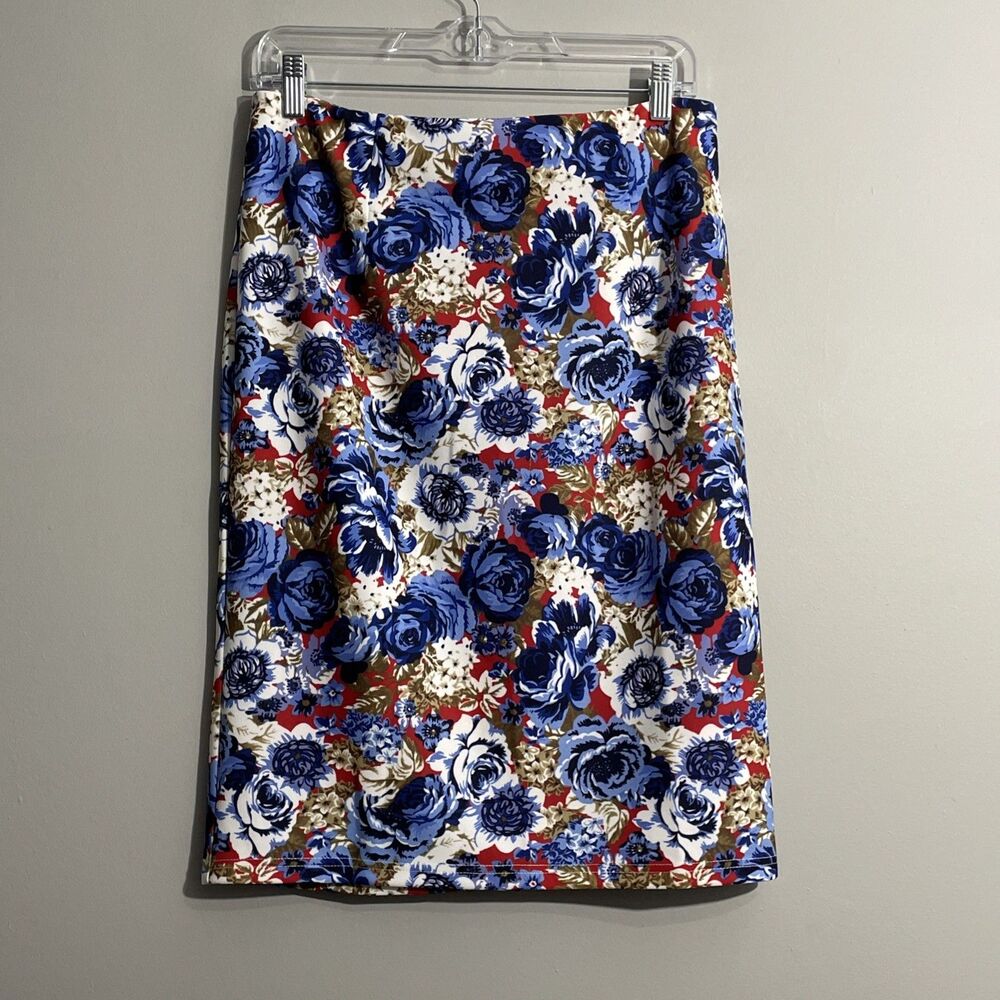 Kate Kasin Women’s XL Blue Floral Skirt NWT Skirt Casual Chic